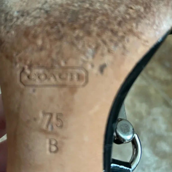 PRICE CUT!!  Coach Black Patent Leather Sandals with Silver Accents - Picture 6 of 7